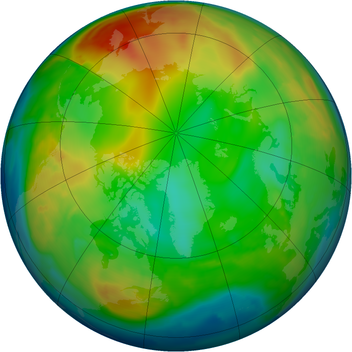 Arctic ozone map for 09 January 2011